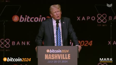 President Trump speaks at the Bitcoin conference.