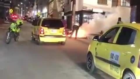 Incendio de una motocicleta en Bucaramanga