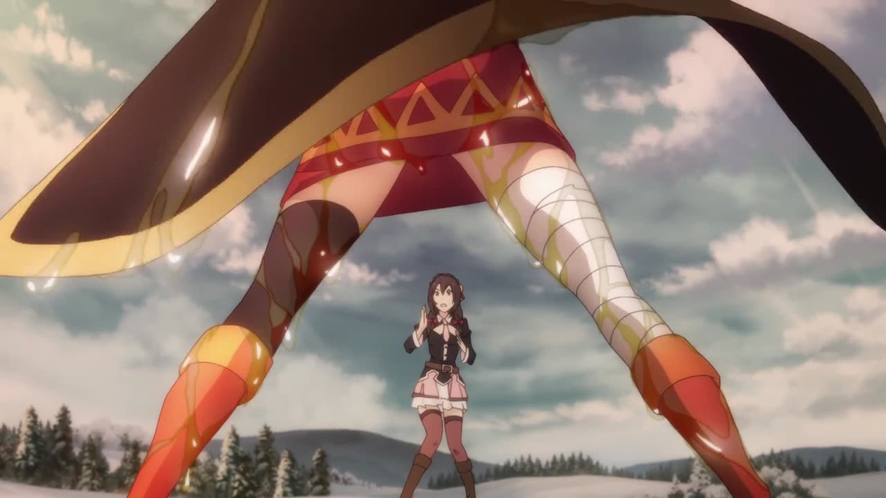 Konosuba 2 - Megumin tackles Yunyun in slime