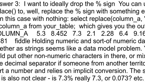 How to exclude values that have a percentage sign in Oracle SQL
