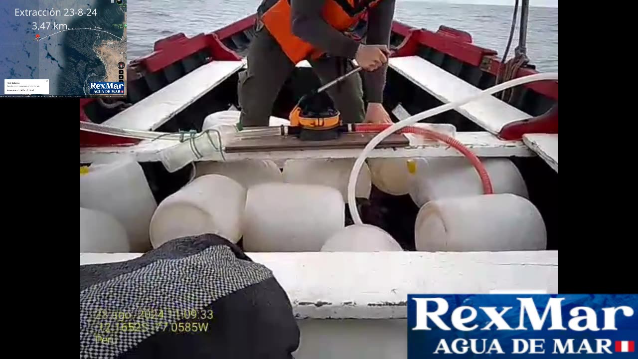 Viaje Completo de extracción de Agua de Mar RexMar Perú 🇵🇪 del 23-8-24 . Realizado a 3,47 km