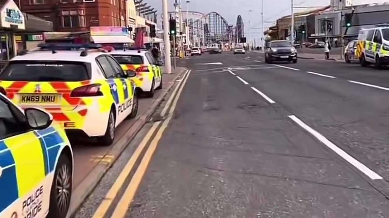 Blackpool South Pier About 12 police vehicles turn up to an incident… does