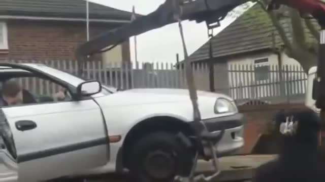 The guy couldn't stand it and tried to get out of the tug