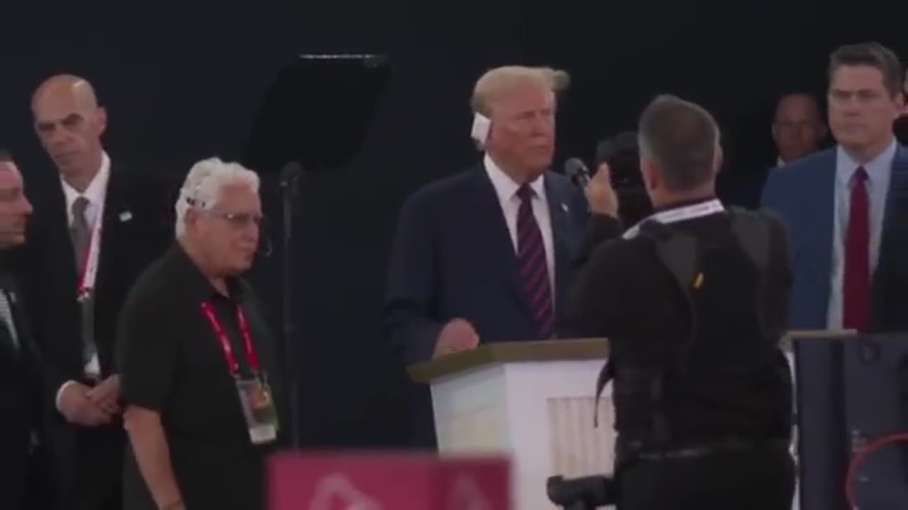 Former President Donald Trump inspects convention stage before highly anticipated speech