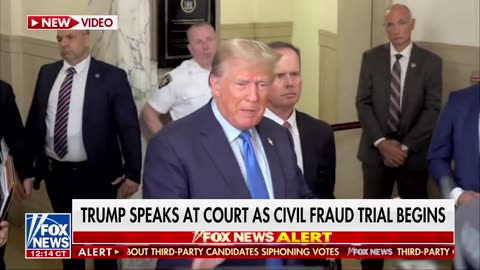 Donald Trump speaks to Press after Civil Fraud Trial Begins