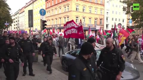 Munich protesters demand end to arms exports call for peace.mp4