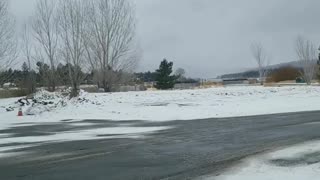 Snow scenery. Ski slope view.