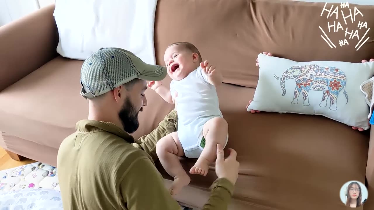 Cute baby laughing