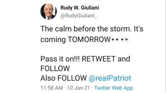 breaking Rudy Giuliani- -Storm- Coming Tomorrow
