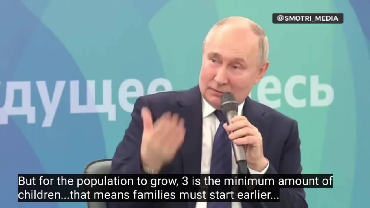 👶 Putin says 3 kids should be minimum, for a family. Compare that to WEF rhetoric...