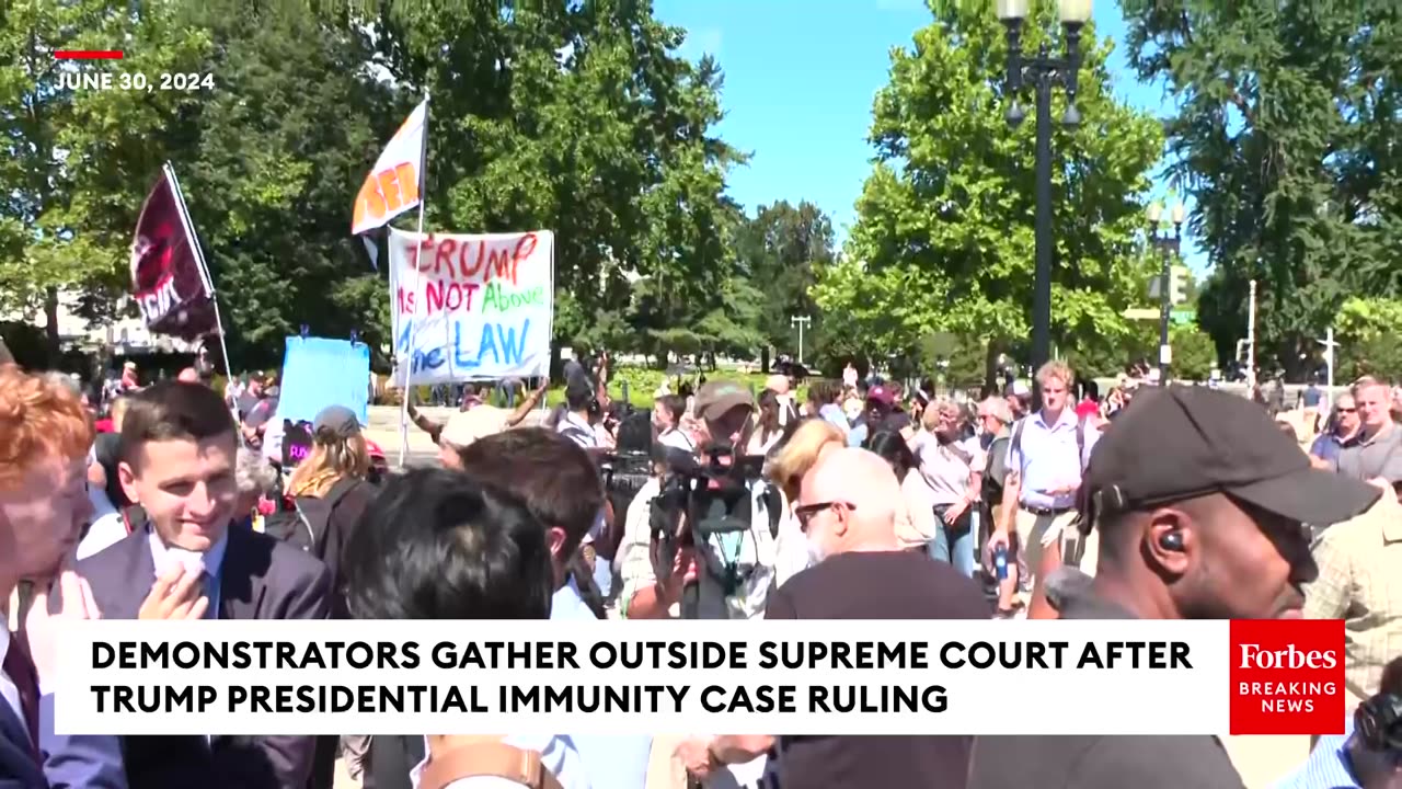 WATCH- Demonstrators Gather Outside Supreme Court After Ruling In Trump Presidential Immunity Case