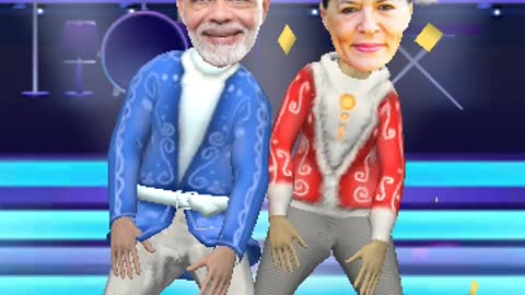 Modi and sonia Gandhi cartoon dance