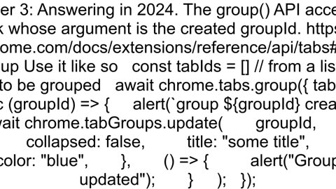 How to add chrome tab group in javascript