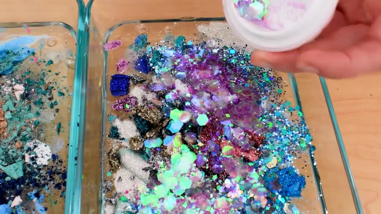 Mermaid - Mixing Makeup Eyeshadow Into Slime Special Series 156 Satisfying Slime