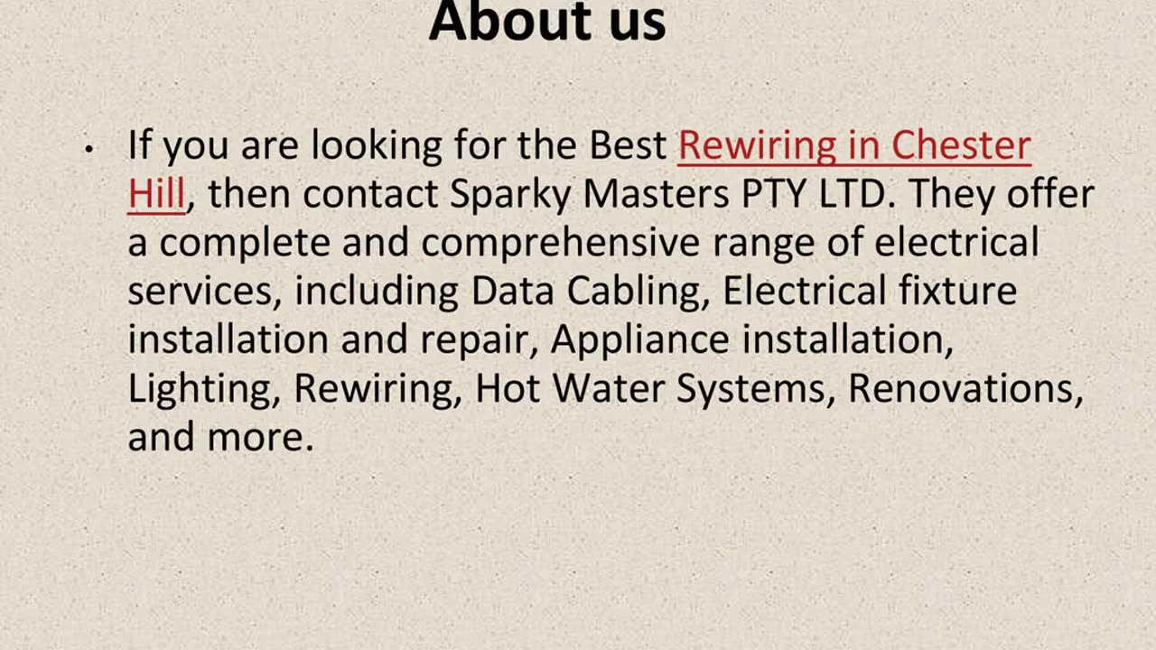 Get The Best Rewiring in Chester Hill.