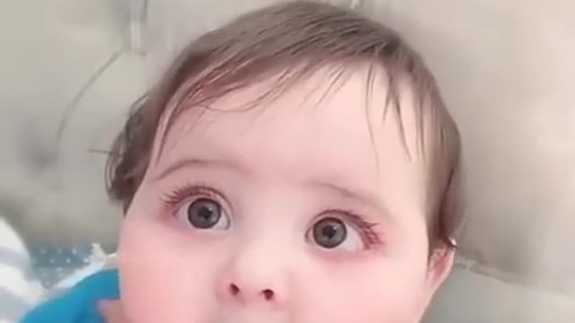 Cutest baby bathing like crazy