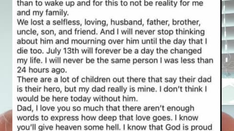 A message from the daughter of Trump's assassin victim: Corey Comperatore.