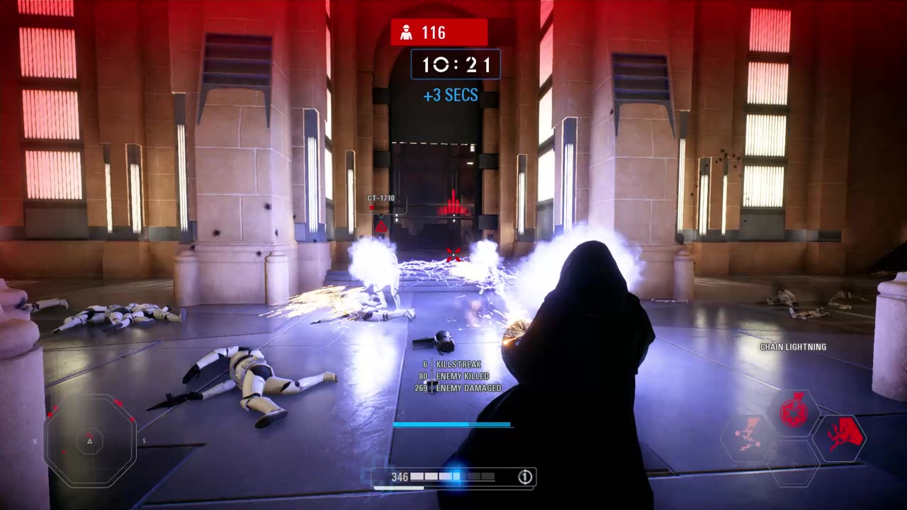 SWBF2 2017: Arcade Onslaught Palpatine Vs Clones Naboo: Palace Hanger Gameplay