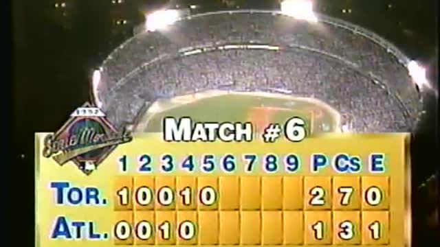 Le 6 ime match de la série mondial de 1992 Jays de Toronto vs Braves D'atlanta