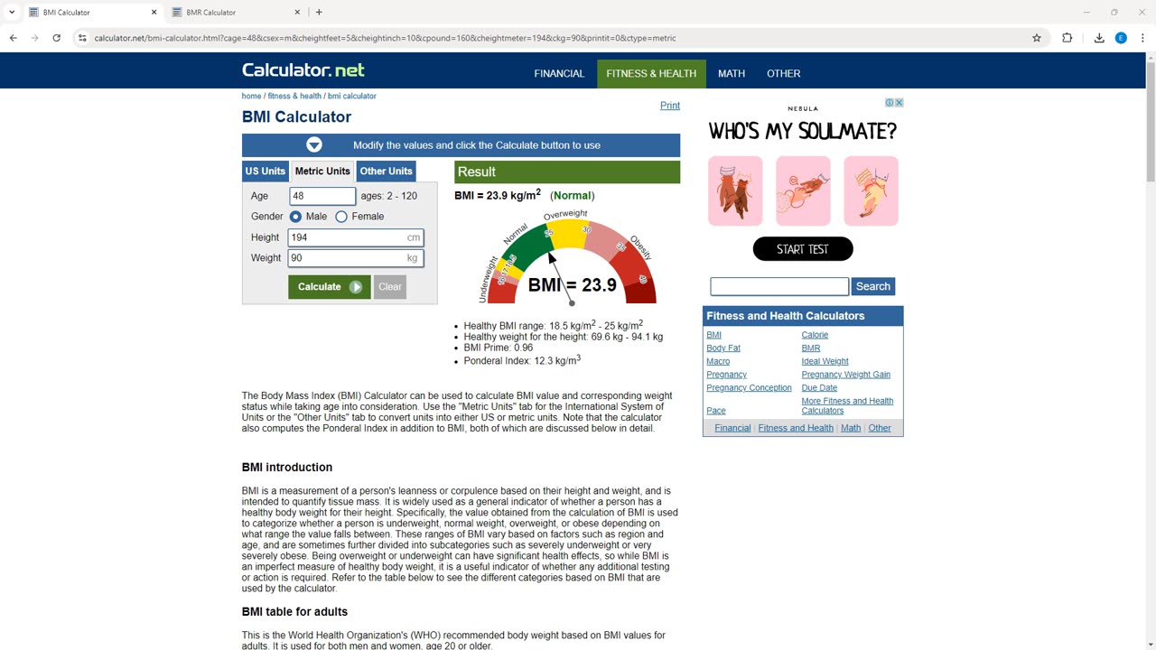 Before You Start Calorie Restriction, Check Your BMI!