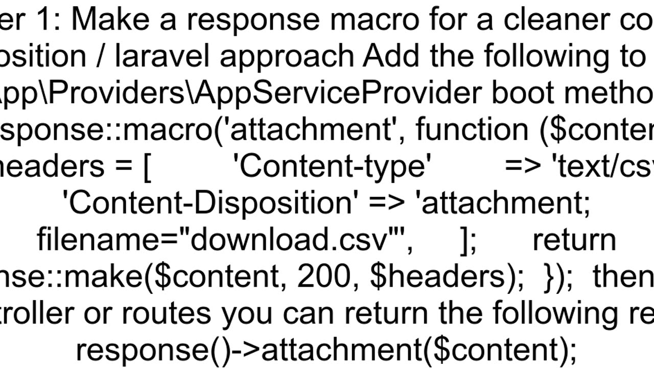 Laravel Force the download of a string without having to create a file