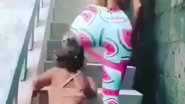 Mom and daughter working out together