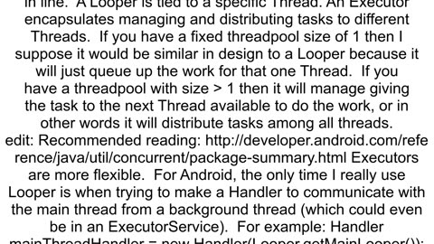 difference between android looper and executor thread pool