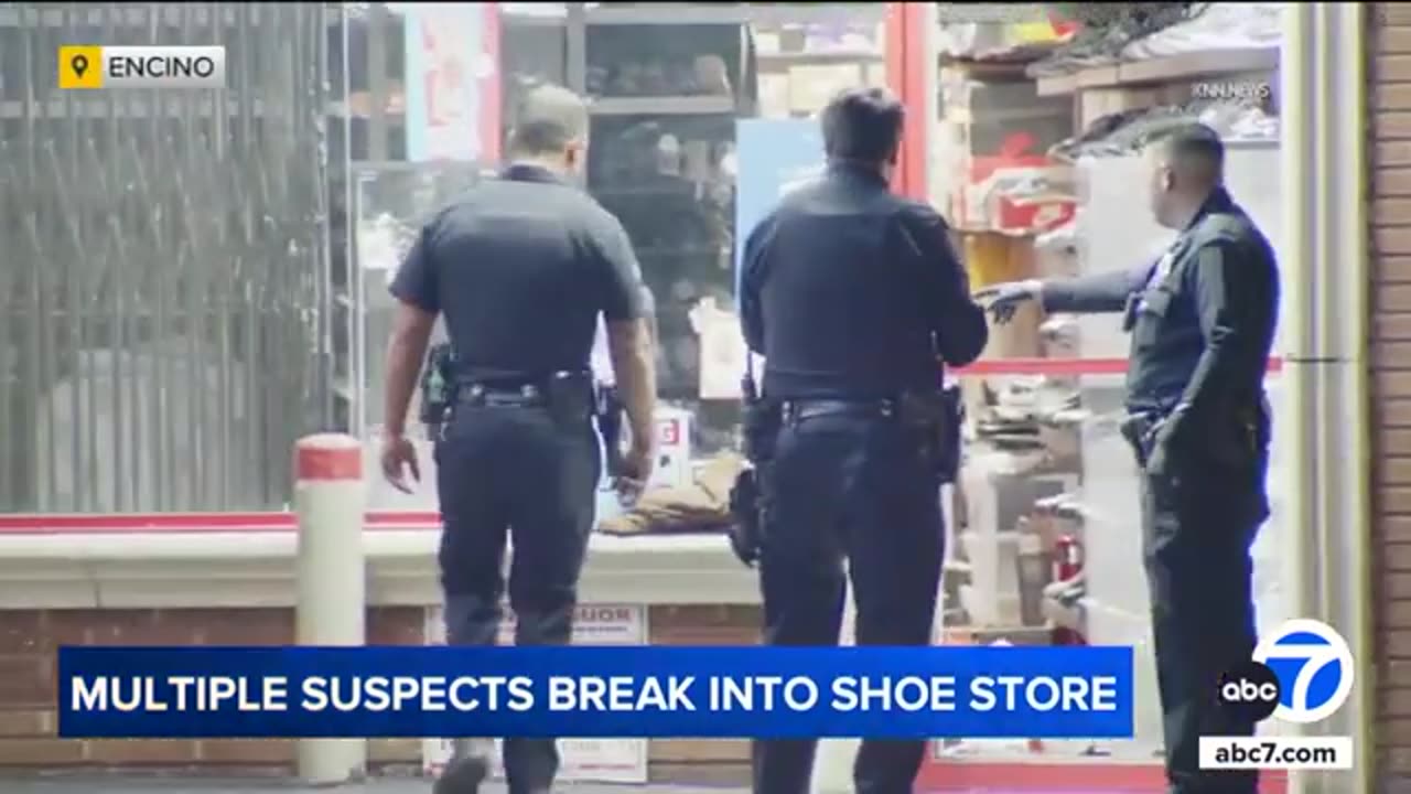 Police searching for 5 suspects in Encino shoe store break-in