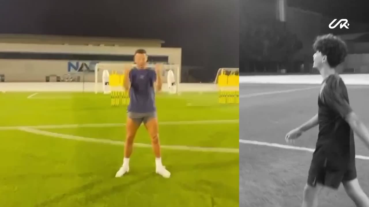 Cristiano Jr. dares to challenge me… with a freekick!