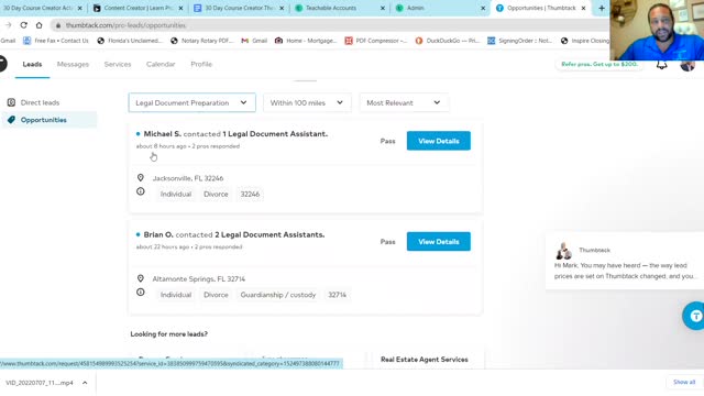 Getting Leads From Thumbtack