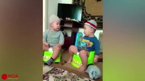 CUTE TWINS BABY PLAYING TOGETHER