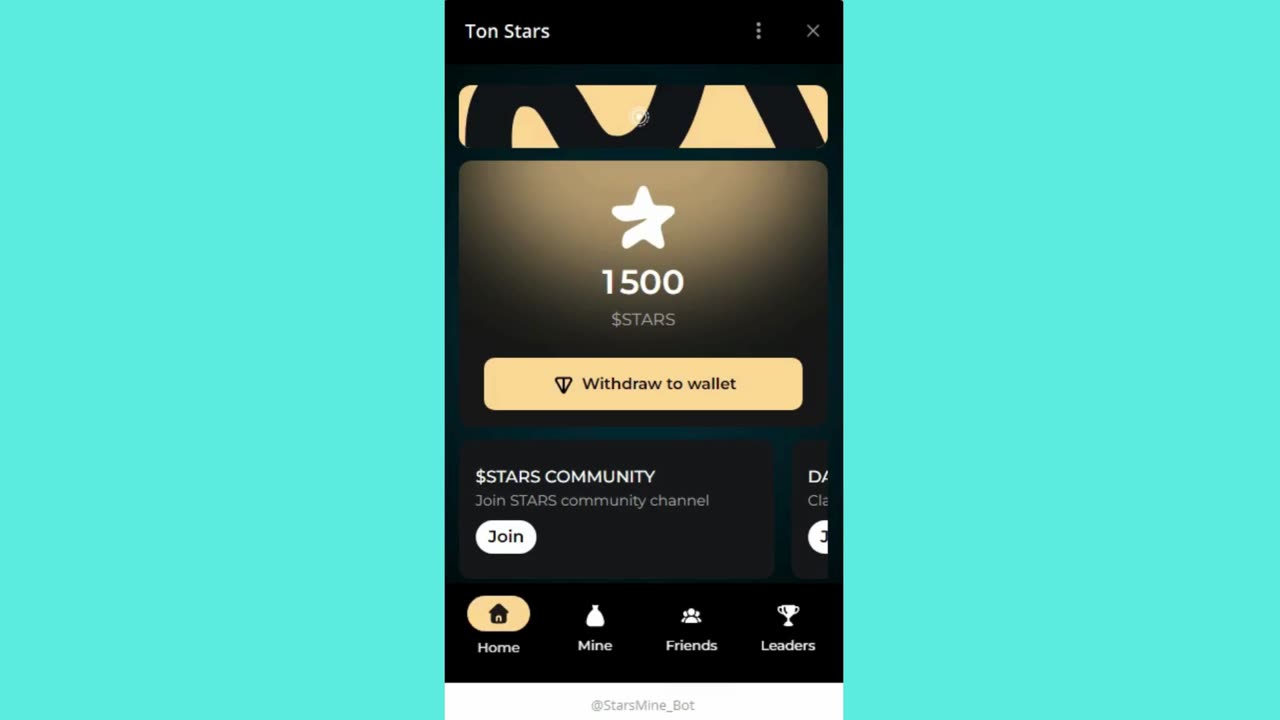 new mining mini app bot telegram ton stars