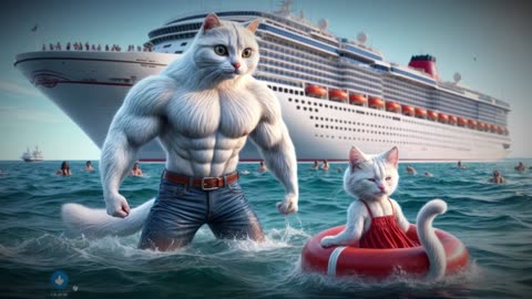 Kitten Falls Off a Ship and Faces a Shark! 🚢🐋🐱 #KittenRescue #SharkEncounter #AnimalDrama