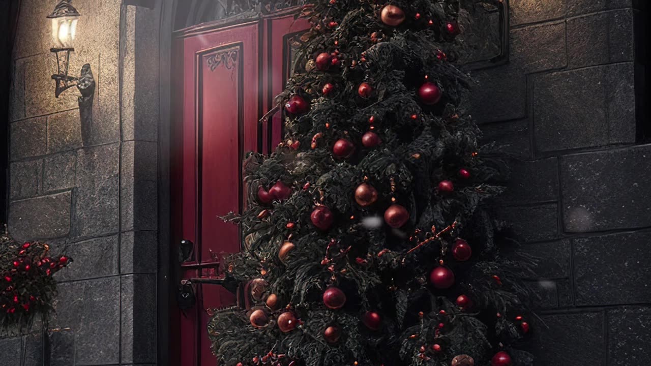 Christmas Tree | Gothic Christmas | Snowing | Snowfall | AI Art