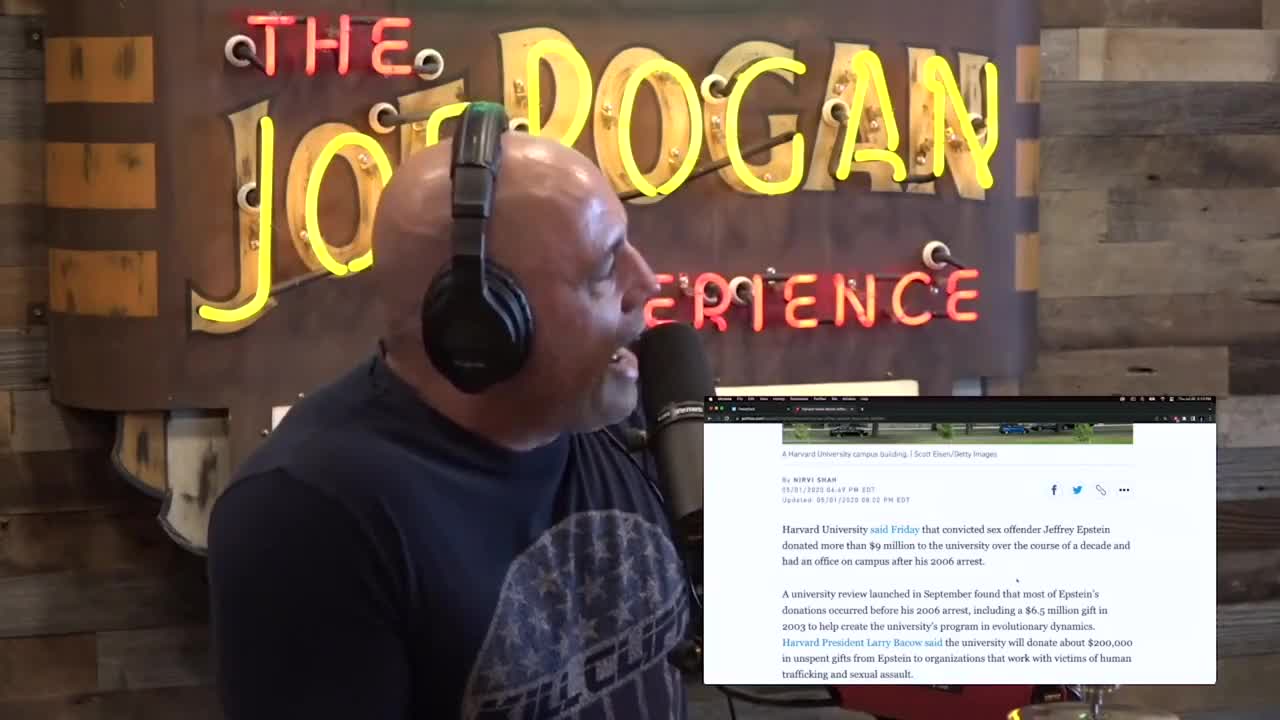 Joe Rogan discusses Jeffrey Epstein's relationship with Harvard: 😪😪