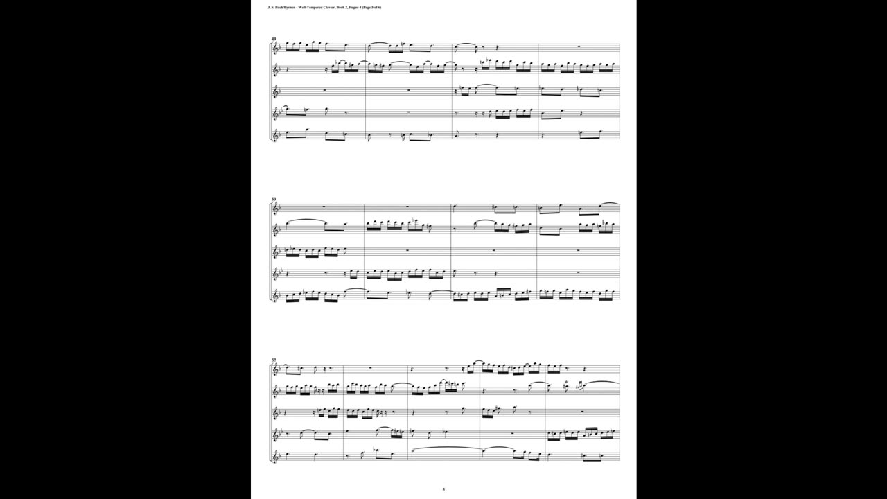 J.S. Bach - Well-Tempered Clavier: Part 1 - Fugue 04 (Flute Quintet)