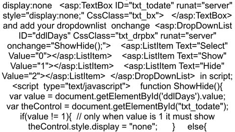 Javascript to change asptextbox visible property to true