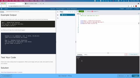 Day-1 Part-6 -Beginner- [Interactive Coding Exercise] Printing - Learn Python