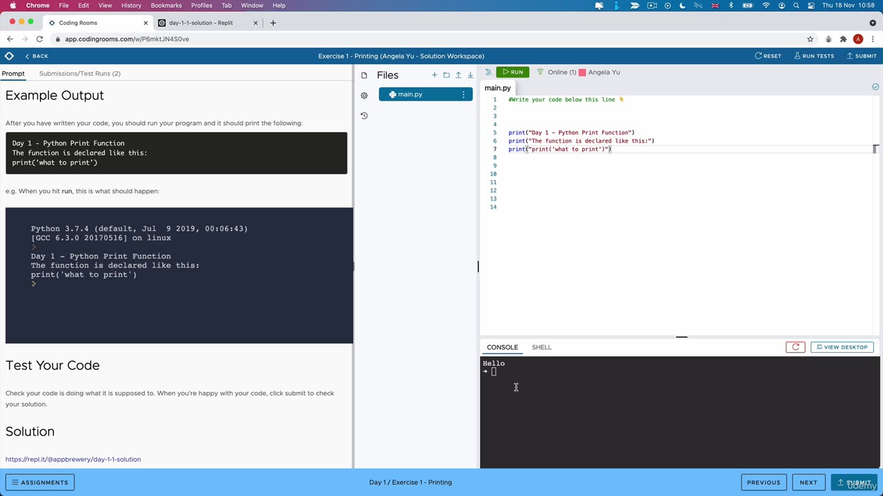 Day-1 Part-6 -Beginner- [Interactive Coding Exercise] Printing - Learn Python