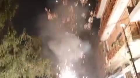 Fireworks on wedding