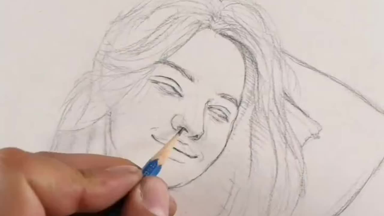 One line face drawing video