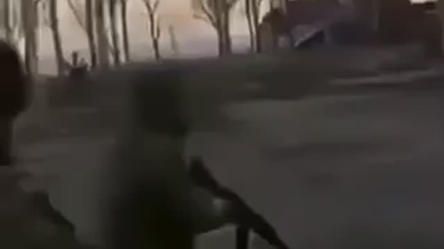 Kaydroov troops firing RPG7s in Mariupol, Ukraine