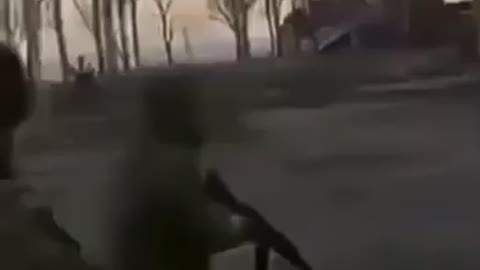 Kaydroov troops firing RPG7s in Mariupol, Ukraine