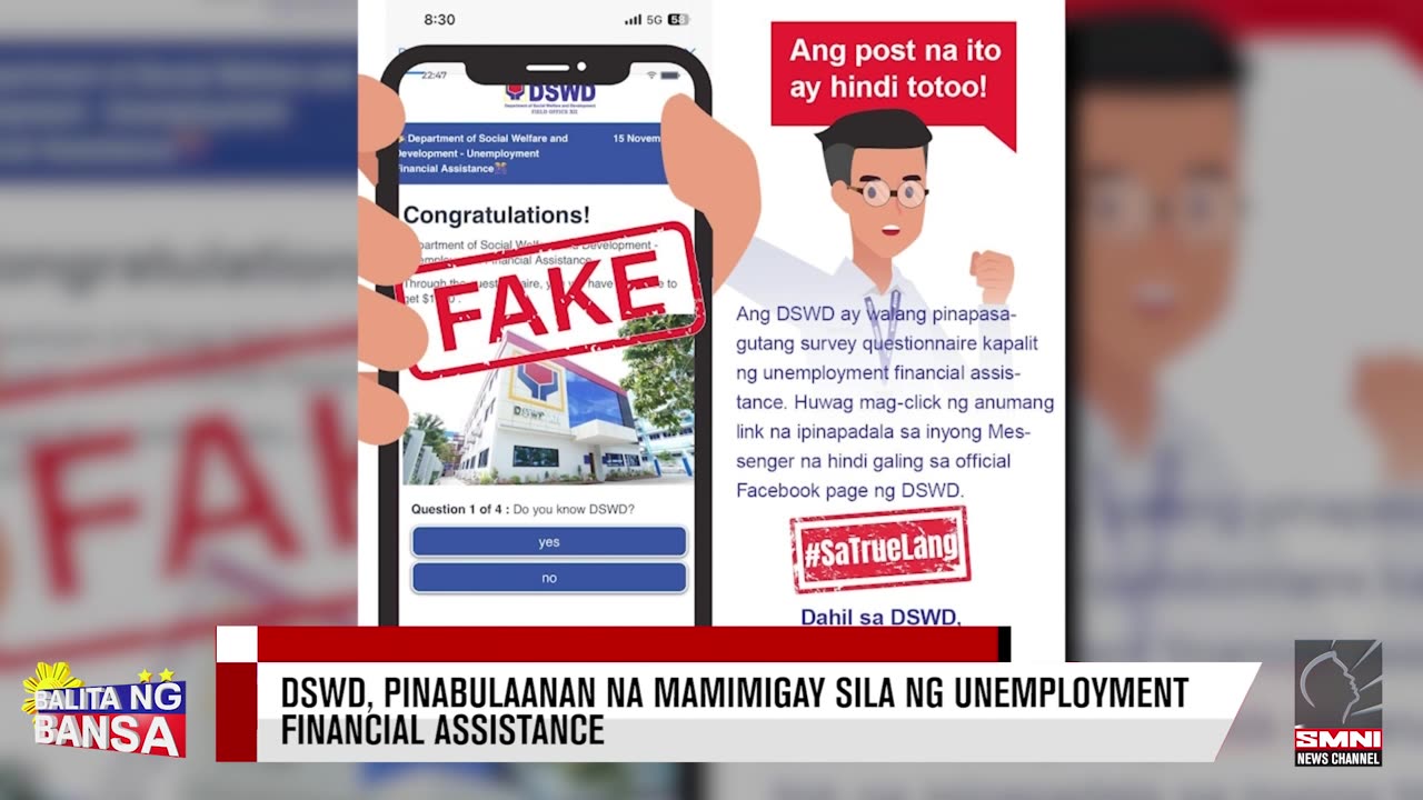 DSWD, pinabulaanan na mamimigay sila ng unemployment financial assistance