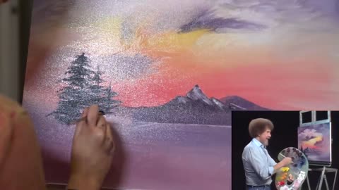 Following A Bob Ross Painting Tutorial