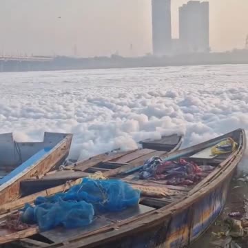 In India, toxic foam appears on the Yamuna River in Delhi.
