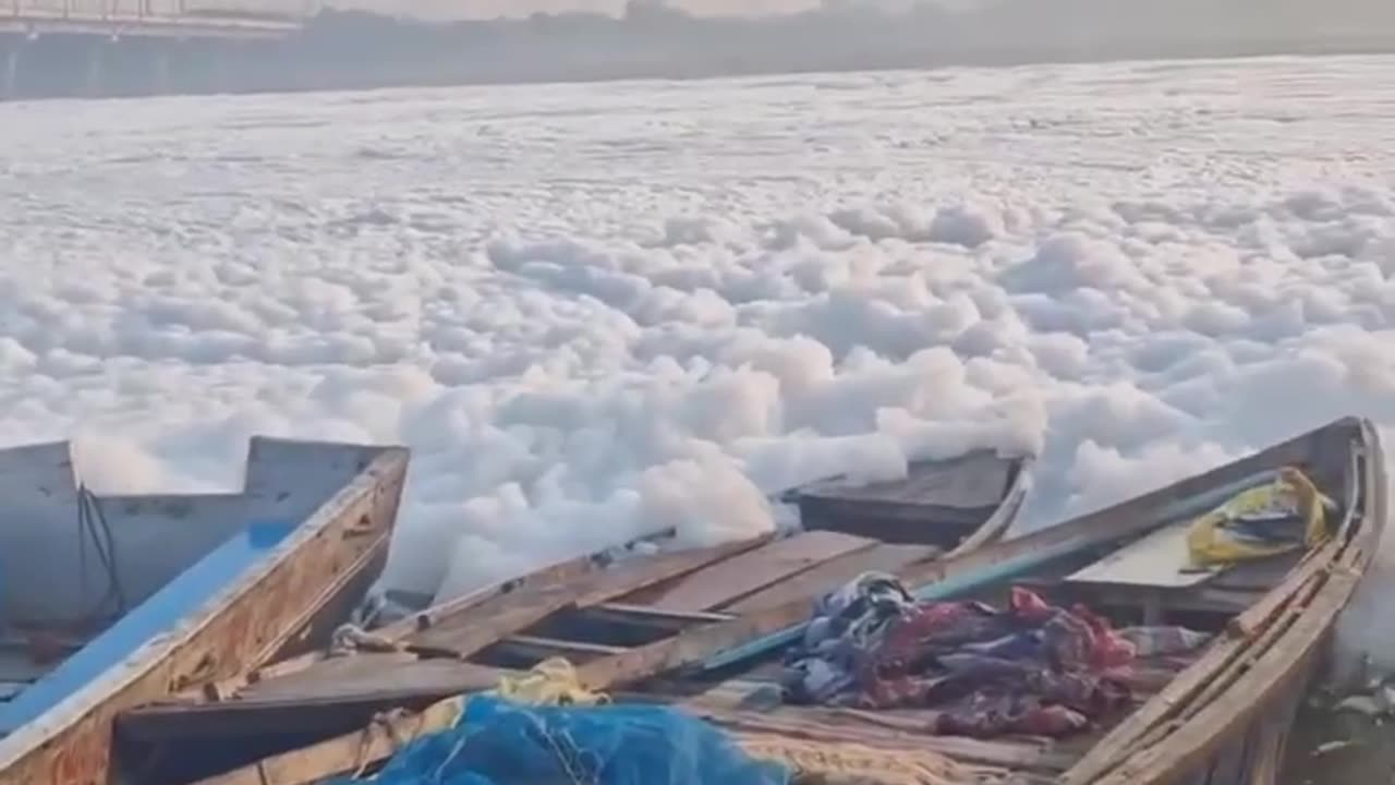 In India, toxic foam appears on the Yamuna River in Delhi.