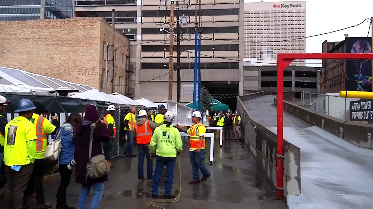 The final beam raising for Astra Tower in Salt Lake City, UT