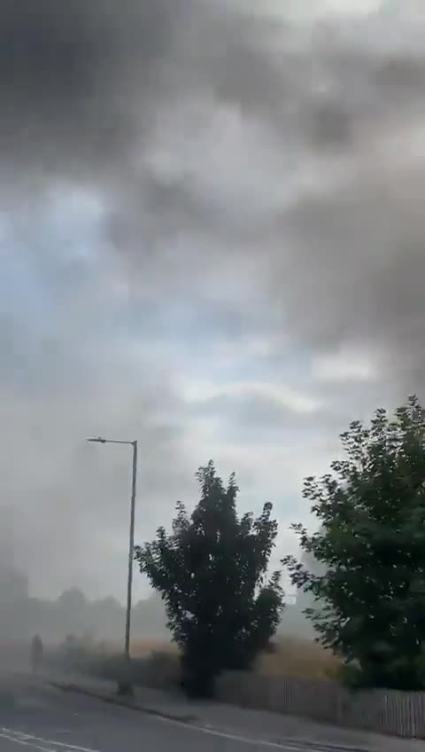 Fire and smoke are dominant in the air on Spring Bank, Hull, England.