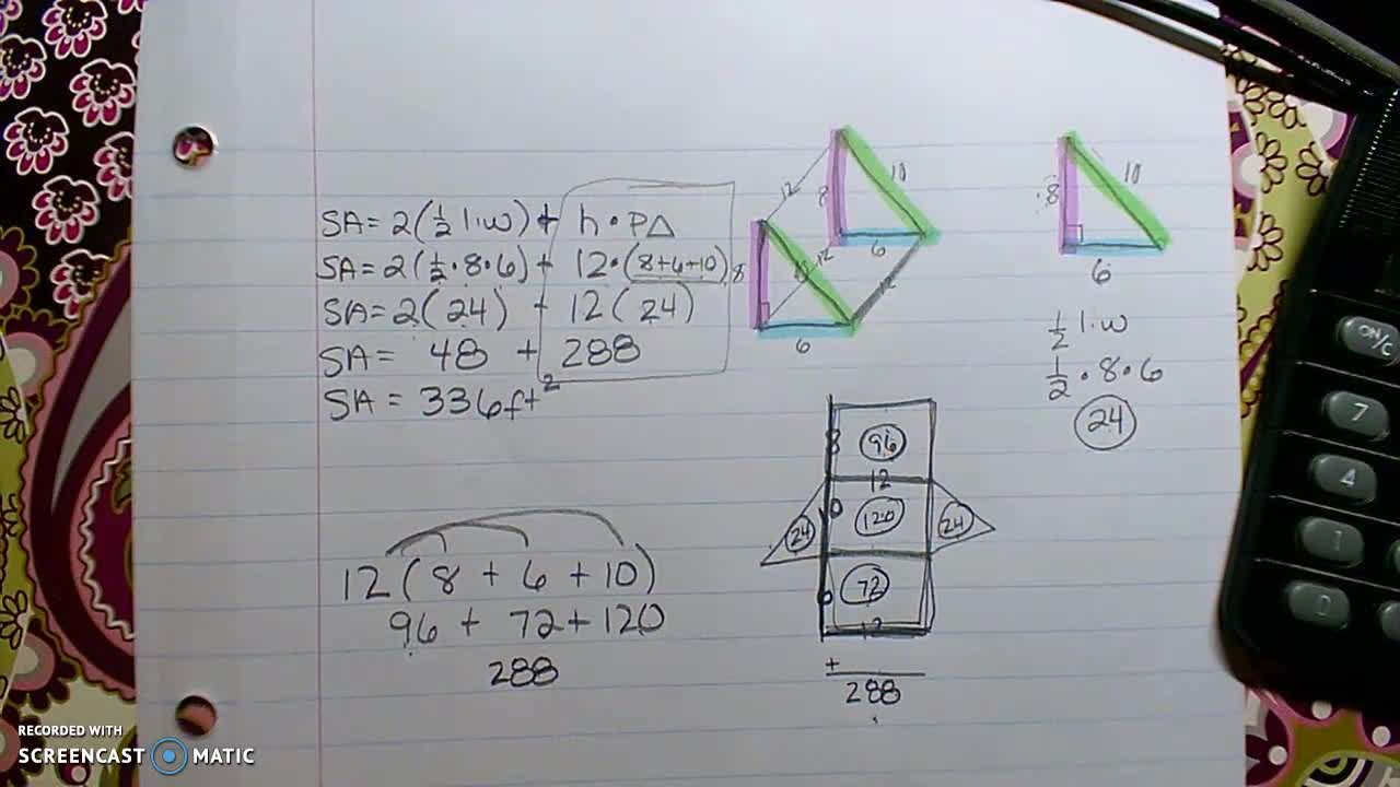 Gr 6 - Ch 10 - Lesson 4 - Surface Area of Triangular Prisms - BONUS VIDEO